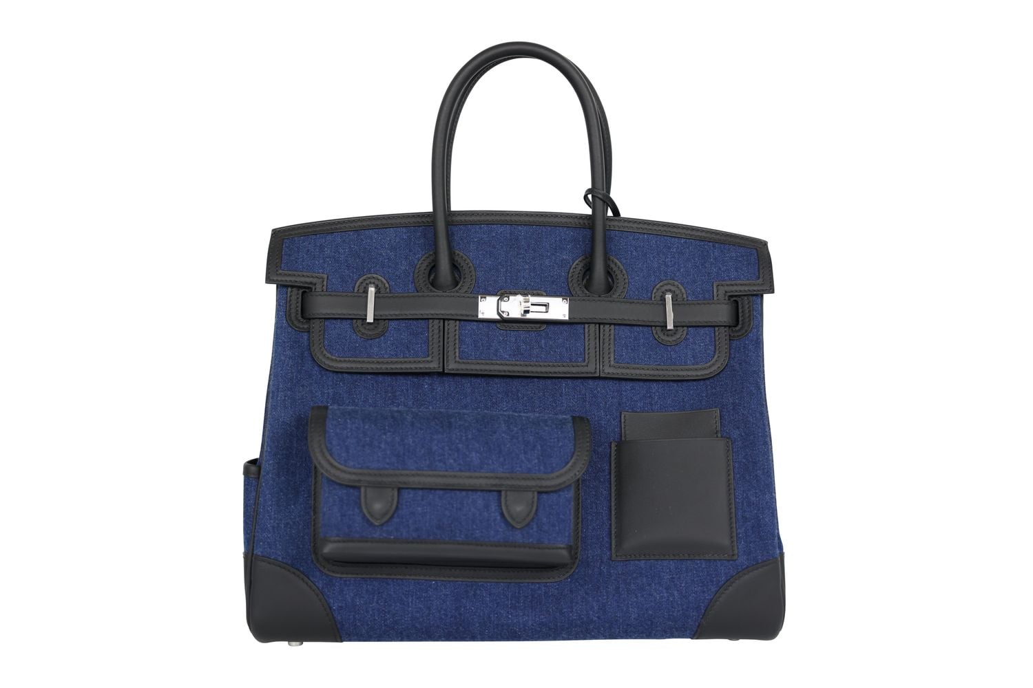 Birkin Cargo 35 Handbag, Blue Denim Moyen and Black Noir Swift leather, K 2025 Stamp, New in Dustbag WA001, image 3 of 13