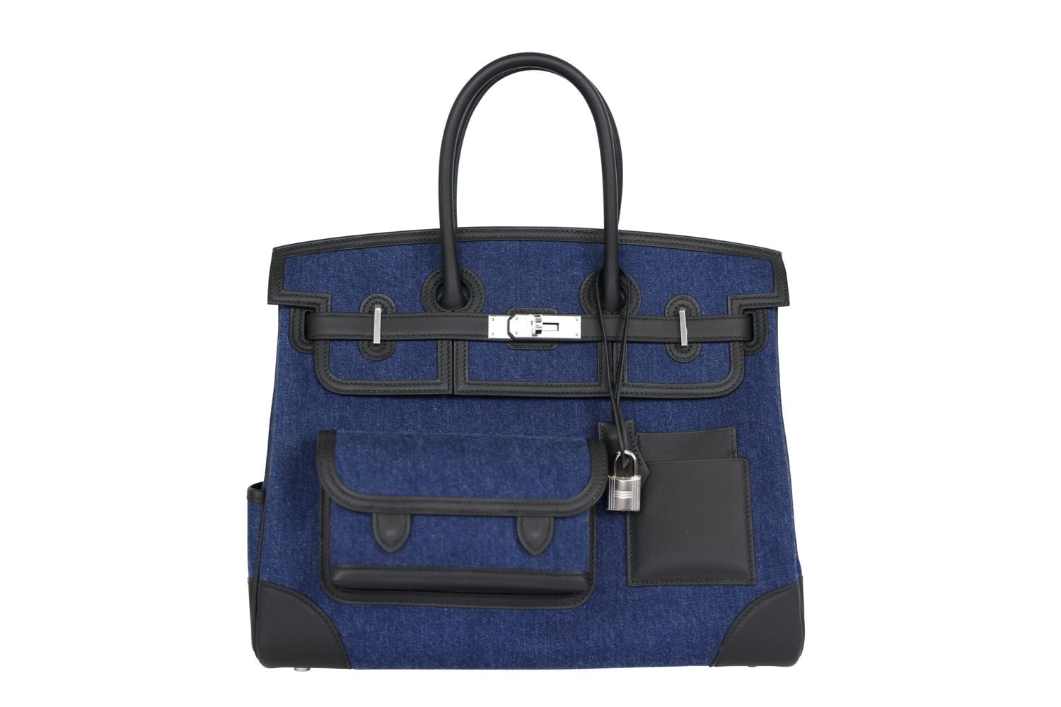 Birkin Cargo 35 Handbag, Blue Denim Moyen and Black Noir Swift leather, K 2025 Stamp, New in Dustbag WA001, image 2 of 13